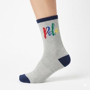 Polo Ralph Lauren Crew Grey Socks - Size 10-13 paint splatter SPELLOUT NEW